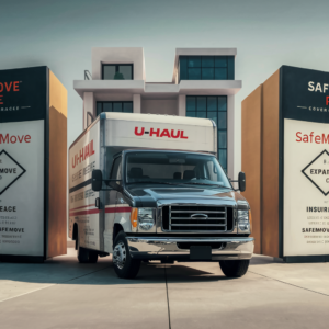 Visual comparison of U-Haul Safemove and Safemove Plus options, illustrating choices for rental truck insurance coverage.