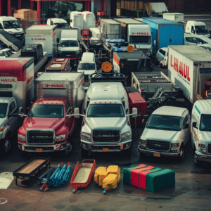 Illustration comparing different U-Haul truck sizes for moving.